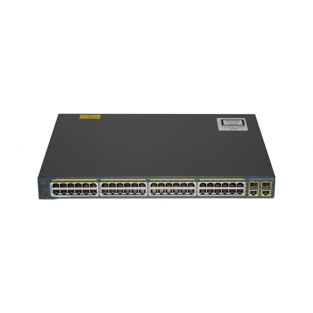 سوئیچ شبکه 50 پورت + 2 پورت SFP با 24 پورت PoE سیسکو مدل WS-C2960+48PST-S